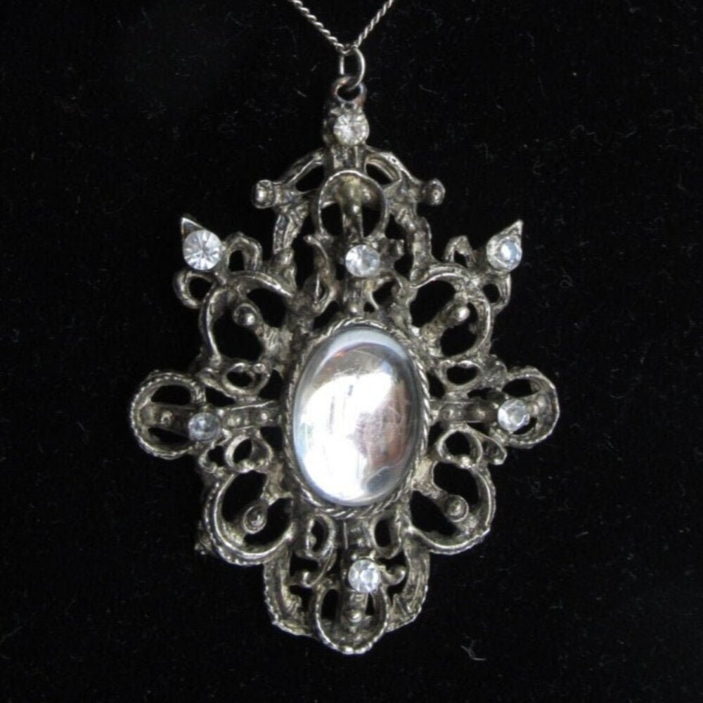 Vintage Gothic pendant, Victorian Elegant Lolita, silver colour steampunk